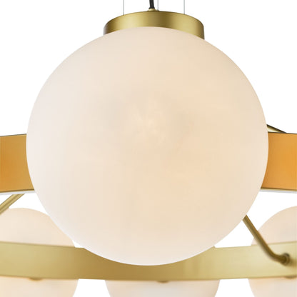 Tauri 12 Light Gold & Opal Glass Pendant Ceiling Light