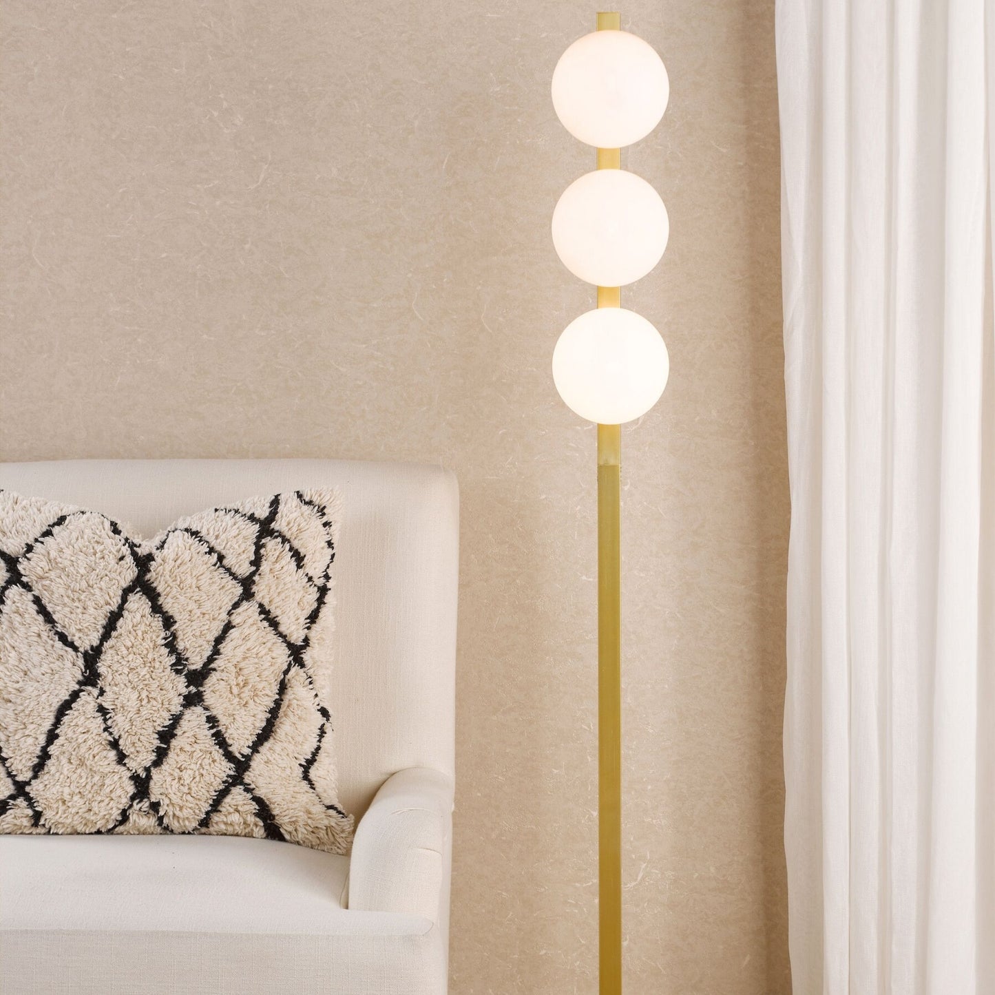 Tauri 3 Light Gold & Opal Glass Floor Lamp