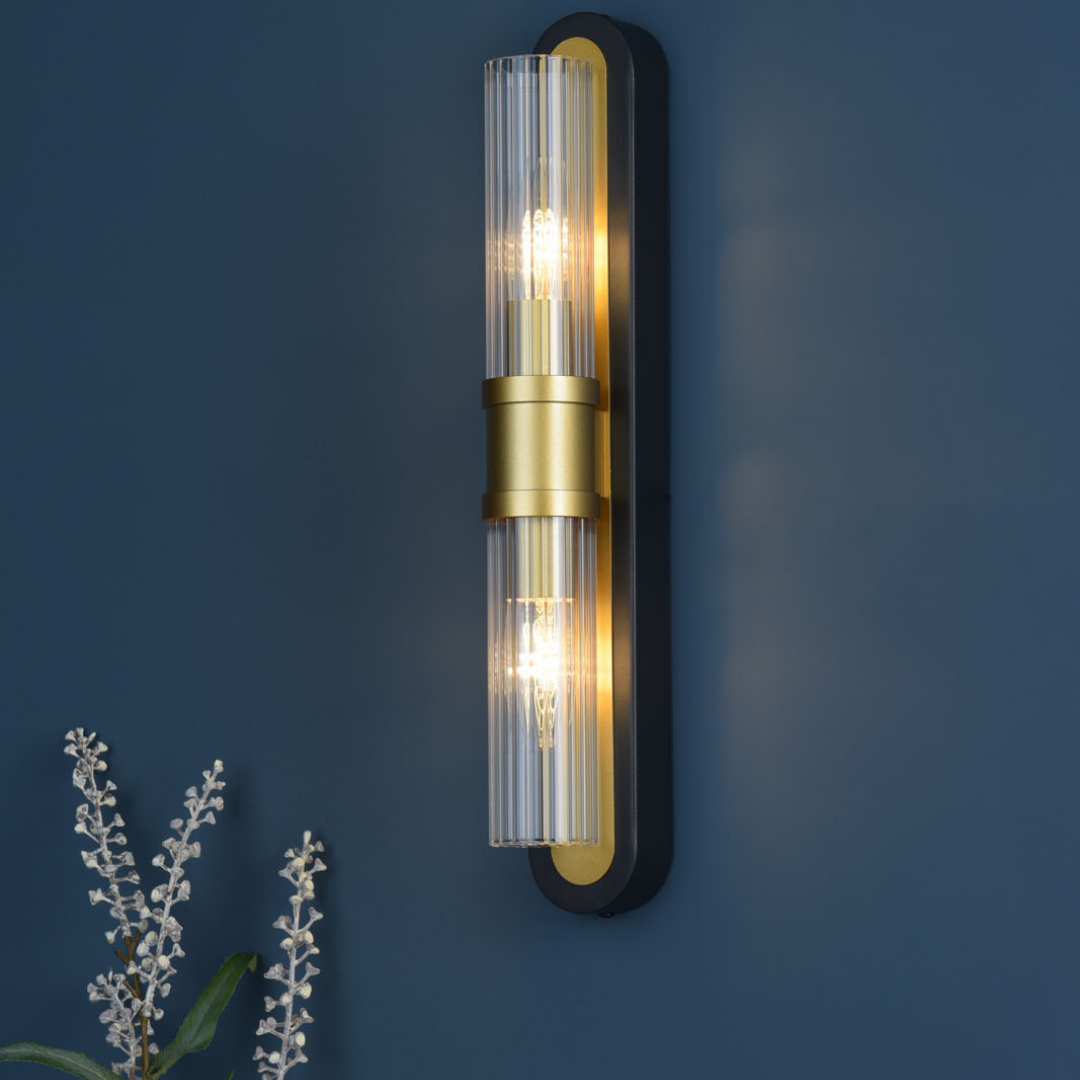 Tess 2-Light Black And Gold Wall Light