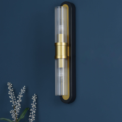 Tess 2-Light Black And Gold Wall Light