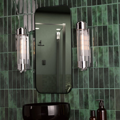 Tommaso Polished Nickel & Glass IP44 Wall Light