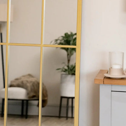 Tomi - Full Length Gold Metal Arched Lattice Window Mirror - 150cm x 60cm