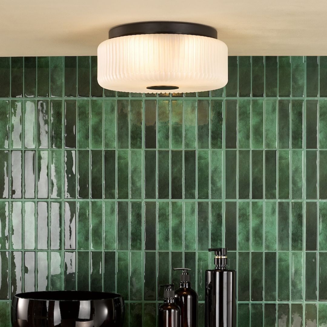 Twyman 3-Light Satin Black IP44 Flush Ceiling Light