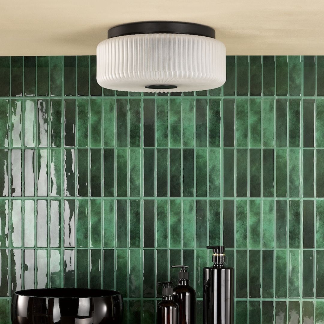 Twyman 3-Light Satin Black IP44 Flush Ceiling Light