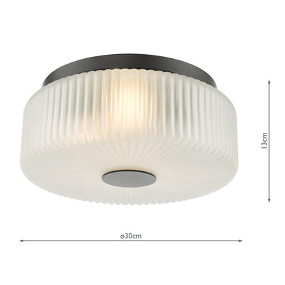 Twyman 3-Light Satin Black IP44 Flush Ceiling Light