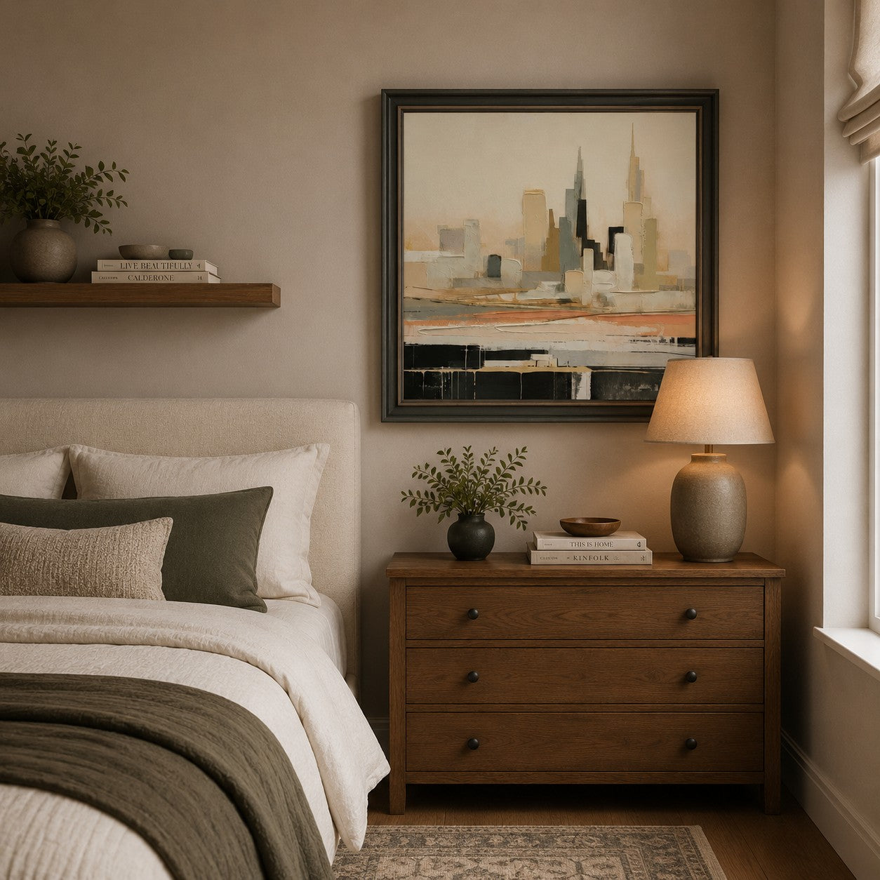 Colored Urban City 60x60cm Framed Canvas