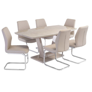 Milano 1.6m 6 Seater Latte Dining Set