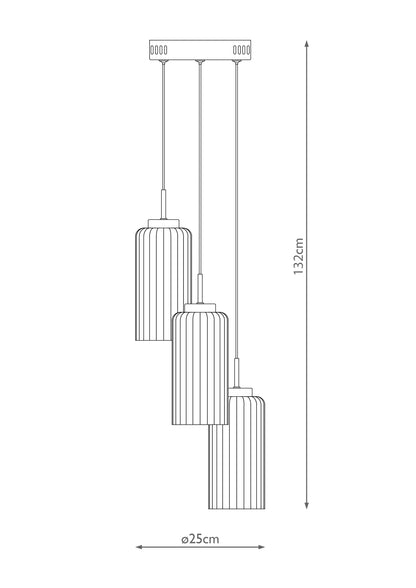 Vida 3-Light Satin Brass and Glass Cluster Pendant