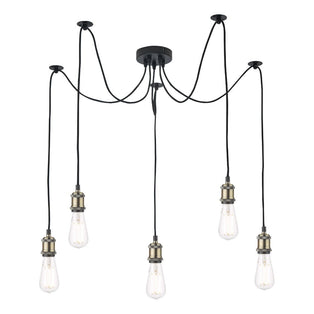 Waco 5 Light Antique Brass Pendant Ceiling Light