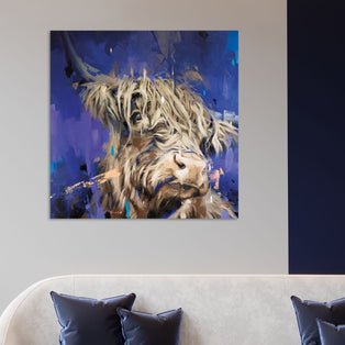 Scotland the Brave Abstract Highland Cow Canvas