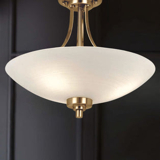 Welles Antique Brass and Glass Semi-Flush Ceiling Light