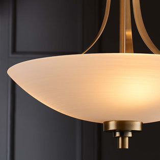 Welles Antique Brass and Glass Semi-Flush Ceiling Light