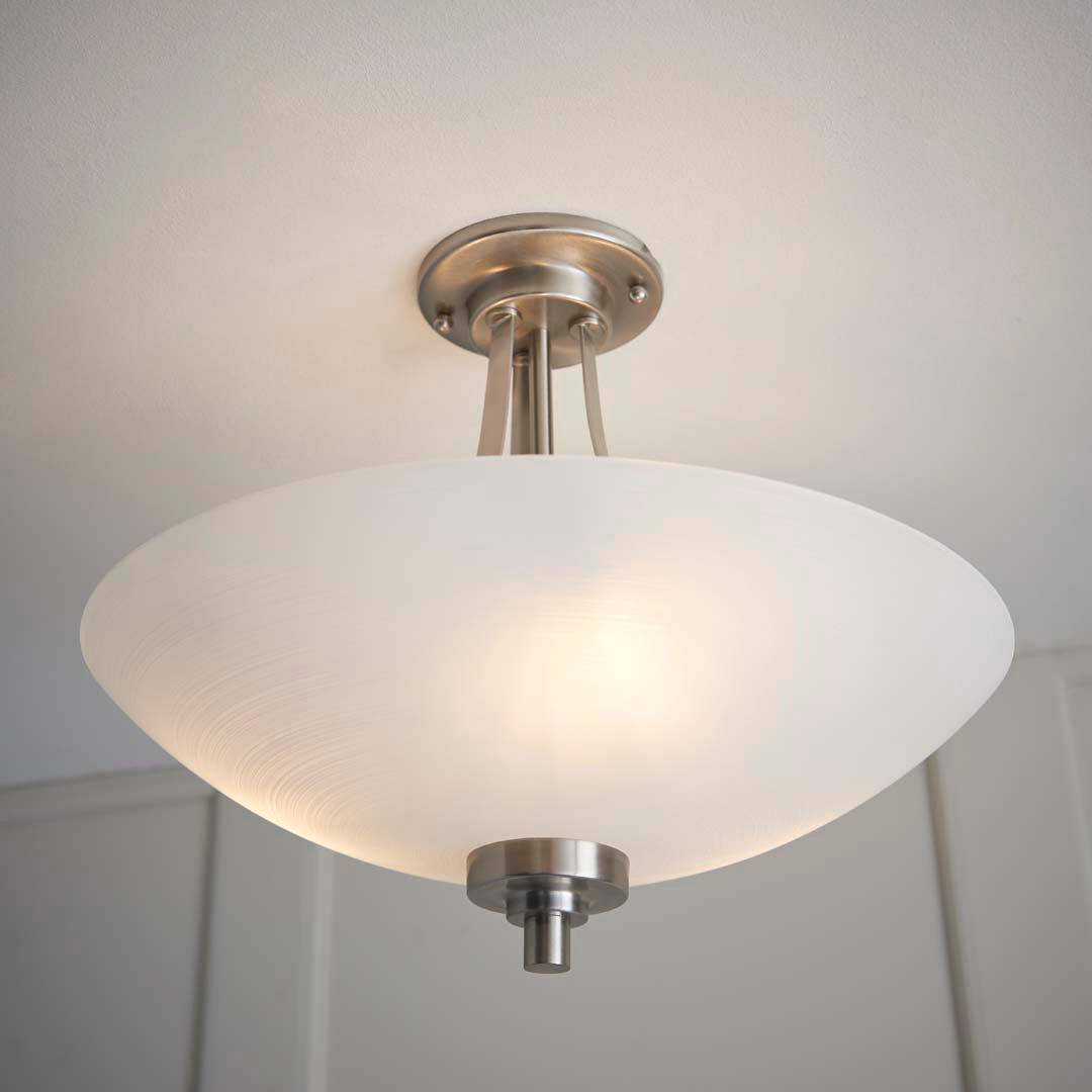 Welles Satin Chrome and Glass Semi-Flush Ceiling Light