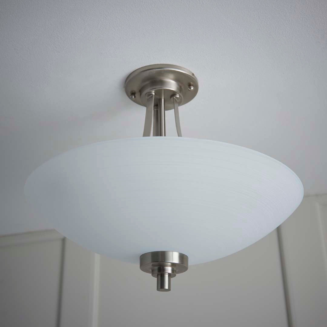 Welles Satin Chrome and Glass Semi-Flush Ceiling Light