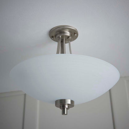 Welles Satin Chrome and Glass Semi-Flush Ceiling Light
