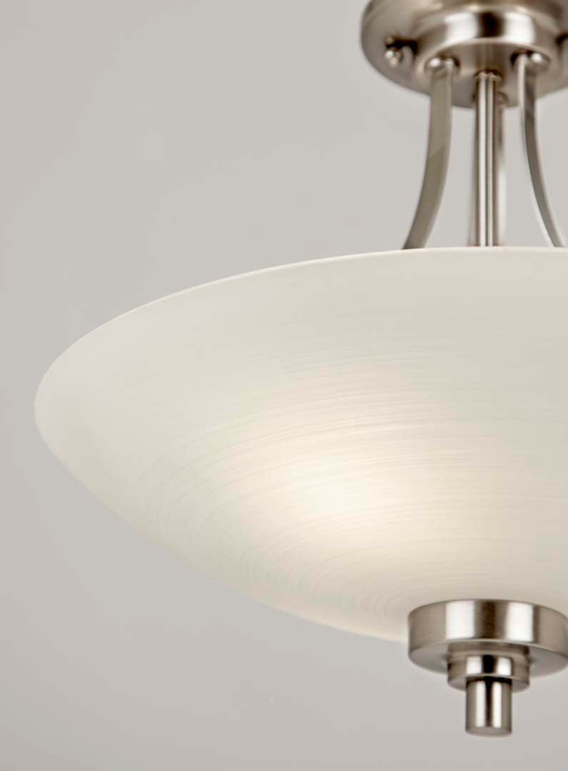 Welles Satin Chrome and Glass Semi-Flush Ceiling Light