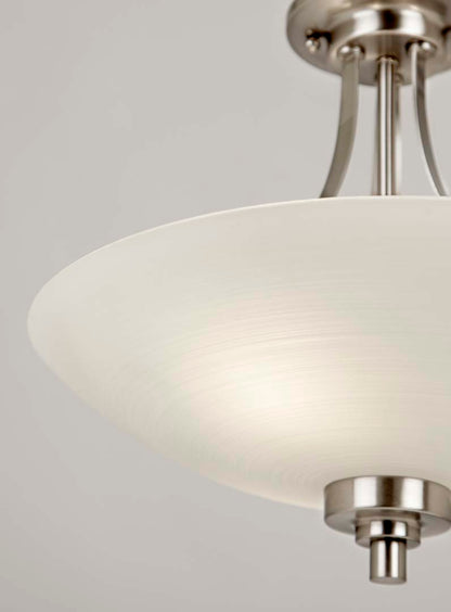 Welles Satin Chrome and Glass Semi-Flush Ceiling Light
