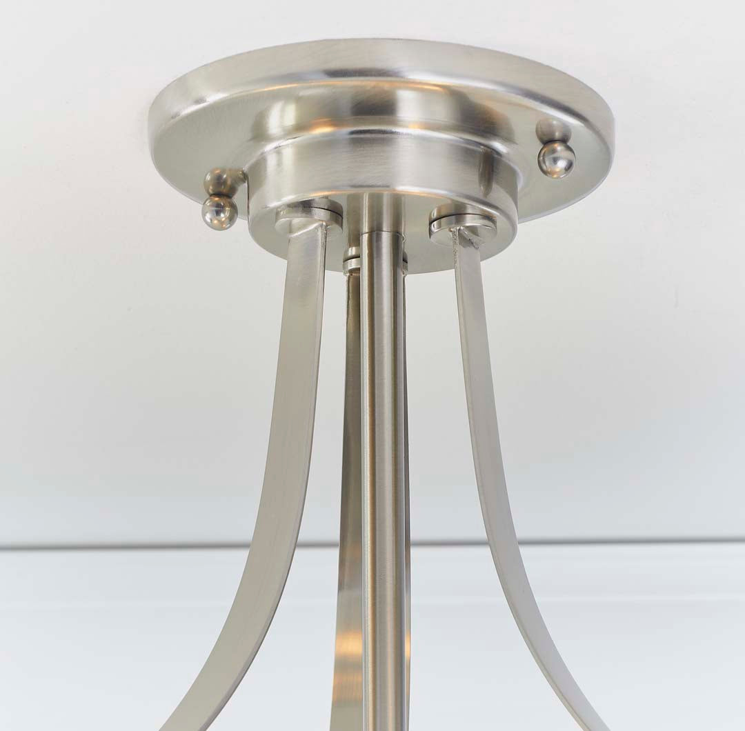 Welles Satin Chrome and Glass Semi-Flush Ceiling Light
