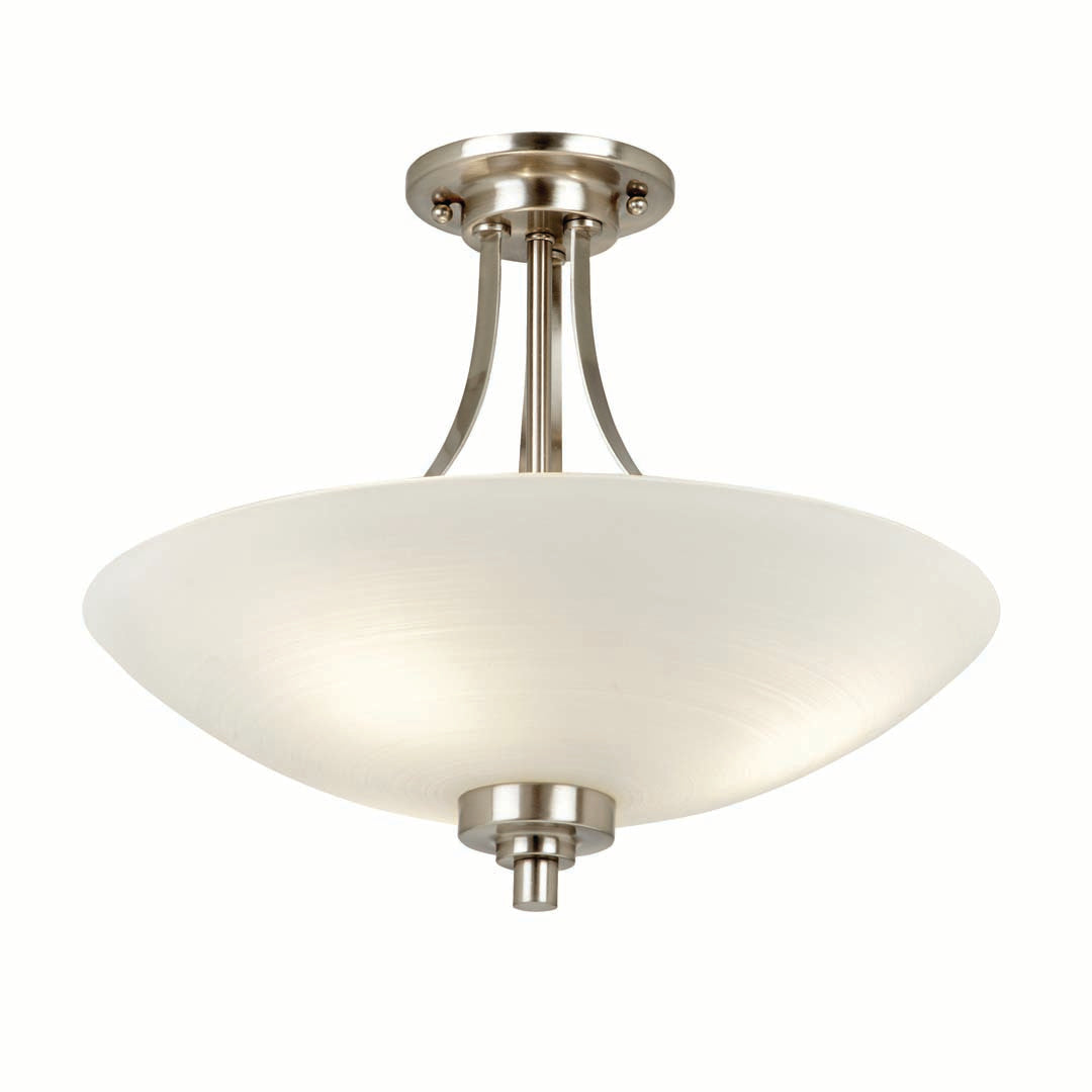 Welles Satin Chrome and Glass Semi-Flush Ceiling Light