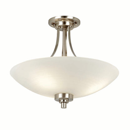Welles Satin Chrome and Glass Semi-Flush Ceiling Light
