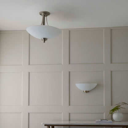 Welles Satin Chrome and Glass Semi-Flush Ceiling Light