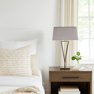 Lizzie Chrome & Mocha Touch Table Lamp