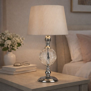 Vanessa Polished Chrome & Glass Table Lamp