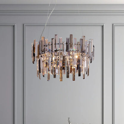 Onega 3 Light Chrome & Champagne Glass Pendant Ceiling Light