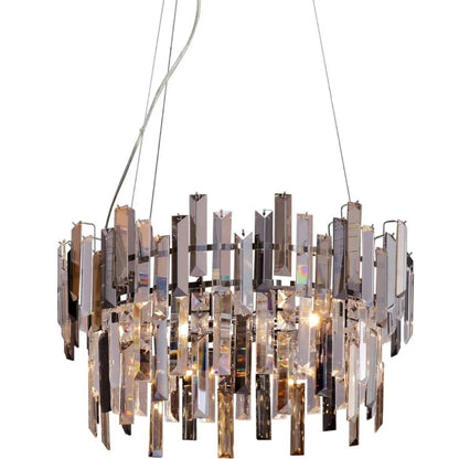 Onega 3 Light Chrome & Champagne Glass Pendant Ceiling Light