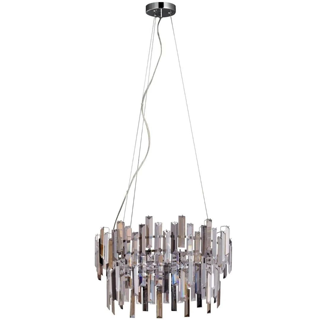 Onega 3 Light Chrome & Champagne Glass Pendant Ceiling Light