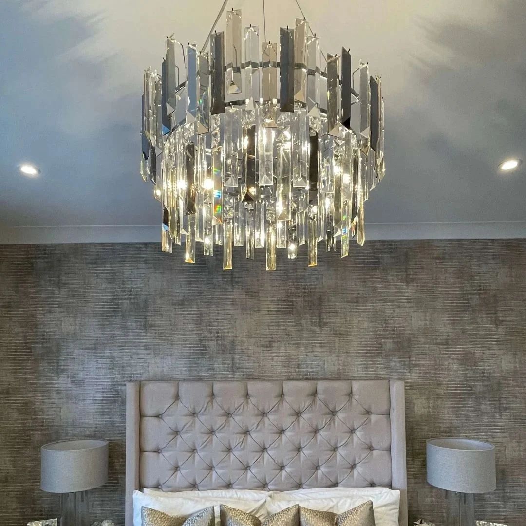Onega 3 Light Chrome & Champagne Glass Pendant Ceiling Light