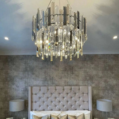 Onega 3 Light Chrome & Champagne Glass Pendant Ceiling Light