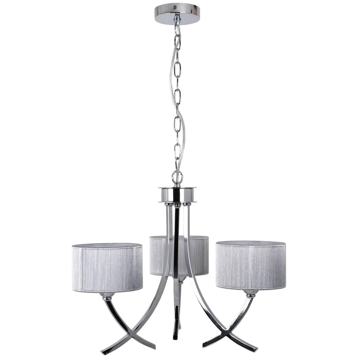 Justina 3 Light Polished Chrome Chandelier with Silver String Shade