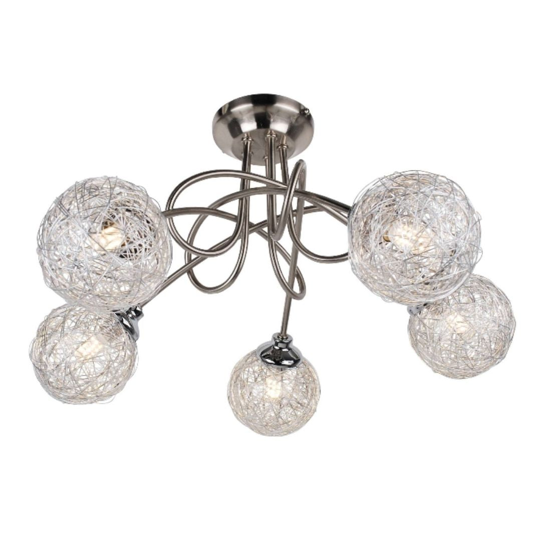 Orinoco 5 Light Chrome Semi Flush Ceiling Light