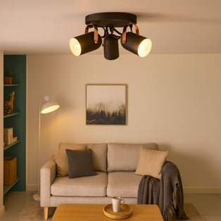 Letto Black and Copper 3 Light Ceiling Spotlight Plate