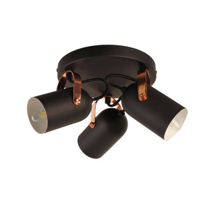 Letto Black and Copper 3 Light Ceiling Spotlight Plate