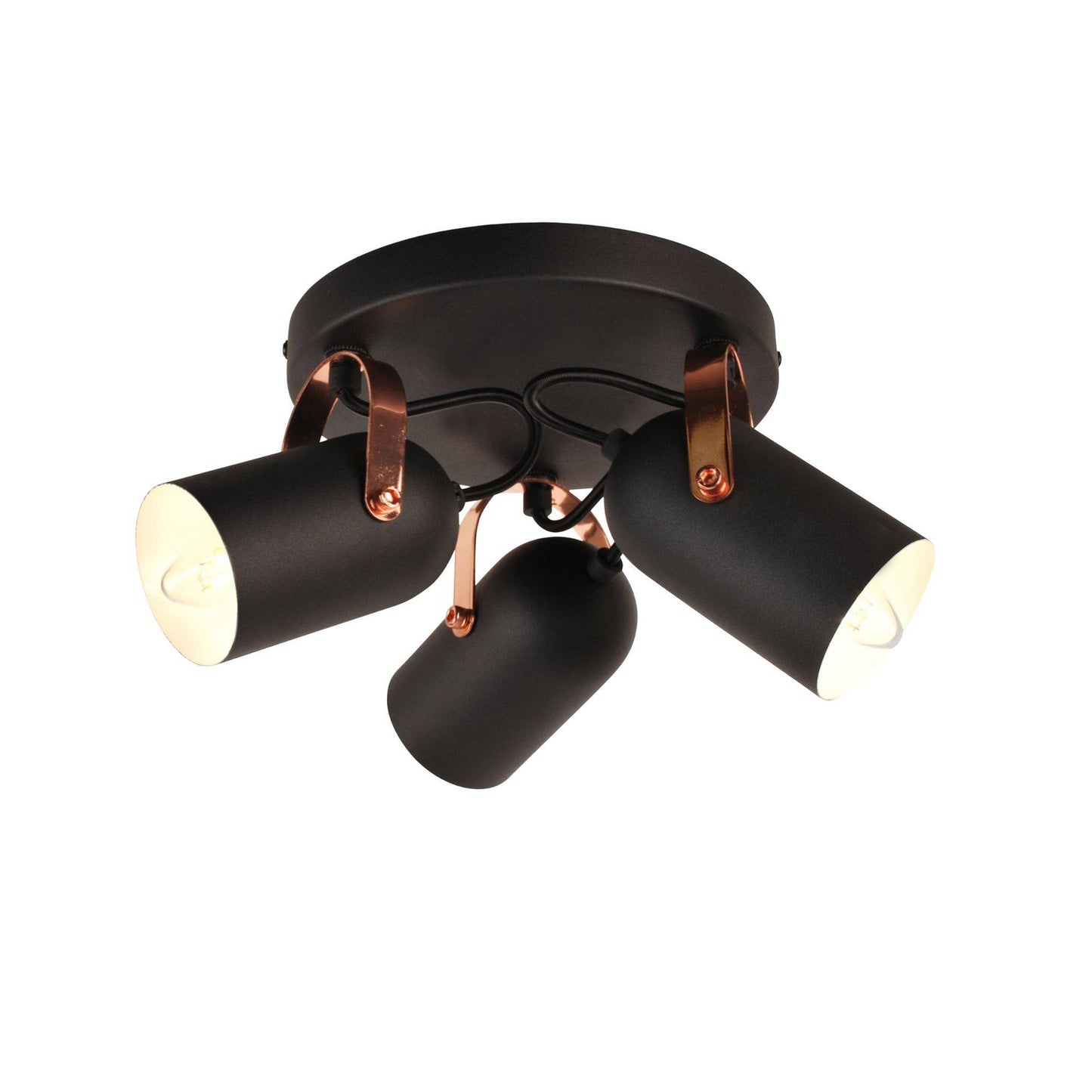 Letto Black and Copper 3 Light Ceiling Spotlight Plate