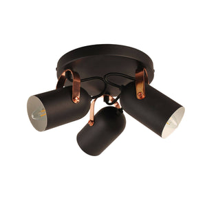 Letto Black and Copper 3 Light Ceiling Spotlight Plate