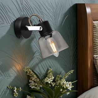 Zach Black Spotlight with Glass Shade