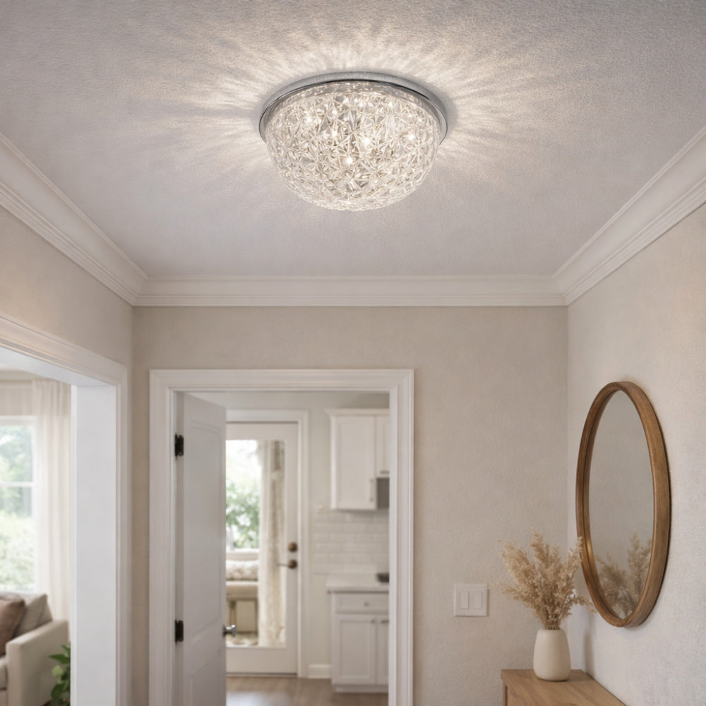 Donte Polished Chrome & Acrylic LED Small Flush Ceiling Light