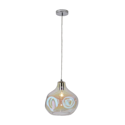 Miles Iridescent Dimpled Glass Pendant Ceiling Light