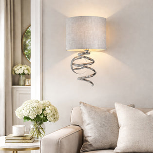 Kasi 1 Light Polished Chrome Wall Light with Grey Shade