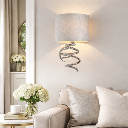 Kasi 1 Light Polished Chrome Wall Light with Grey Shade