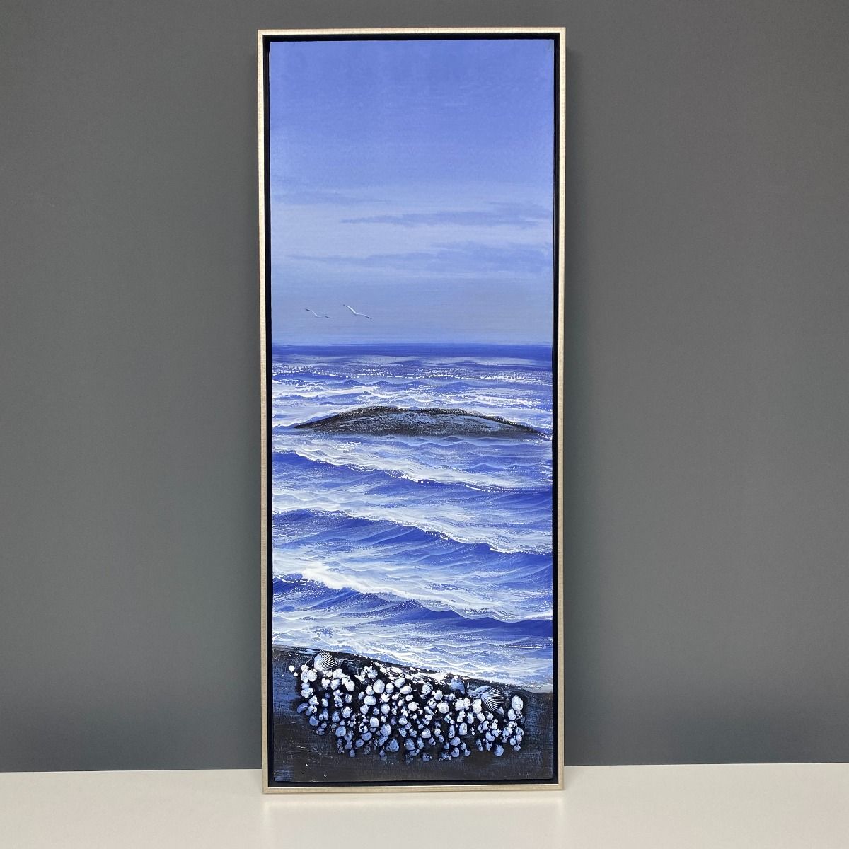 Beach Shells 3 Painted Canvas with Silver Frame 40x100