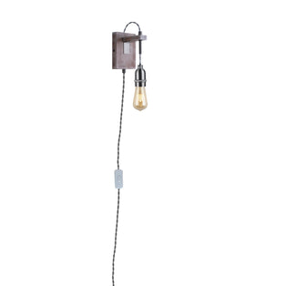 Kai 1 Light Rustic Grey Plug-In Wall Light with Switch Cable