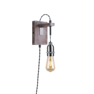Kai 1 Light Rustic Grey Plug-In Wall Light with Switch Cable
