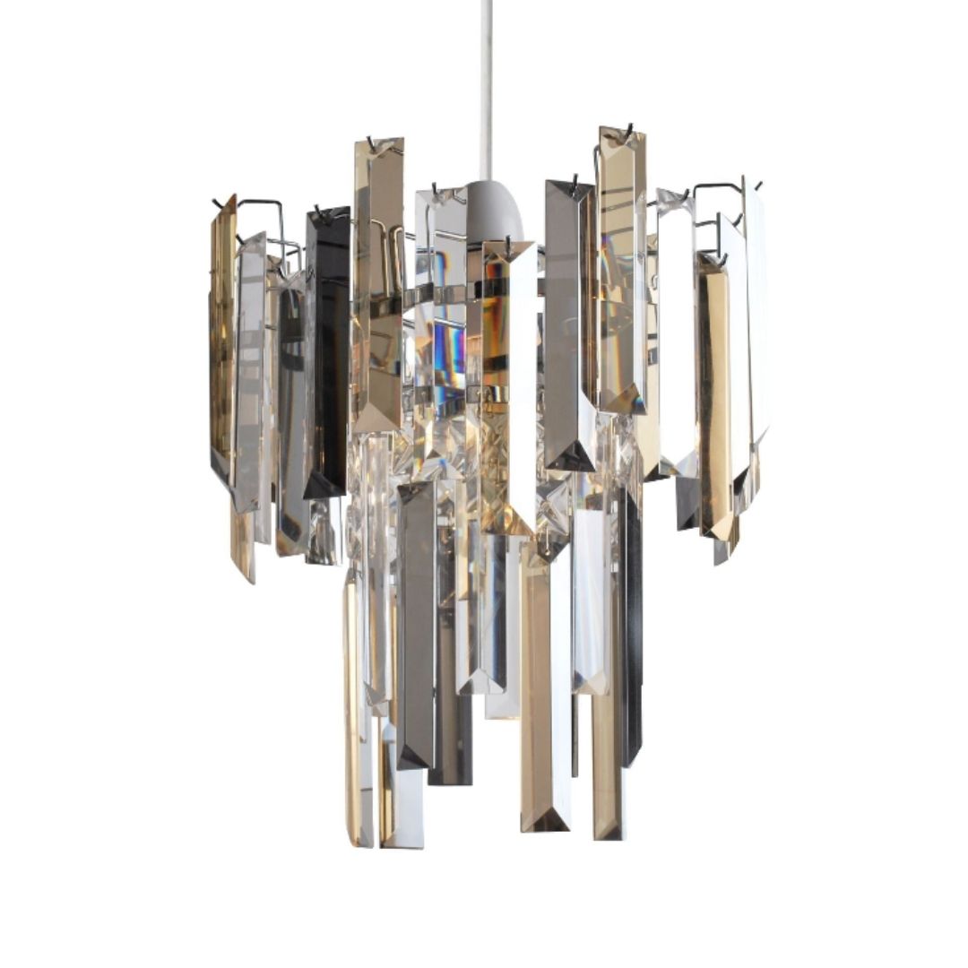 Onega Champagne and Smoked Glass Easy Fit Pendant Shade