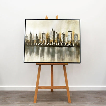 Cityscape Natural Canvas with Black Frame 100x80cm