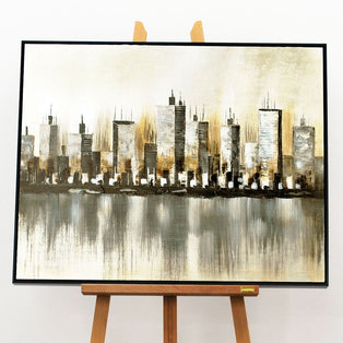 Cityscape Natural Canvas with Black Frame 100x80cm