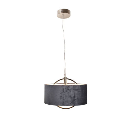 Lodato LED Warm White Polished Nickel Pendant Ceiling Light with Grey Velour Shade
